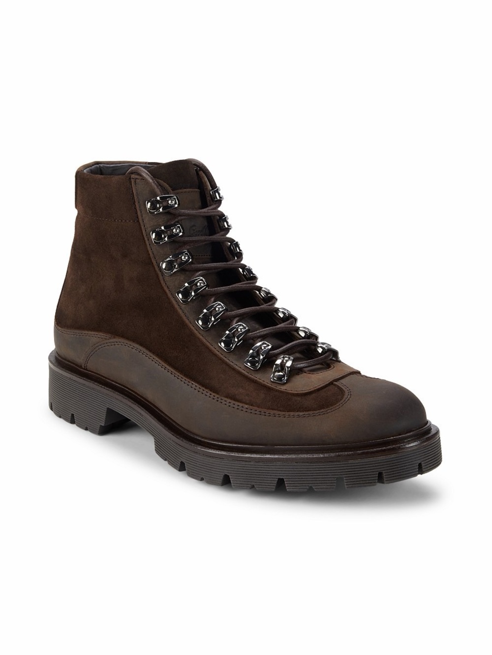 Good Man Brand Dark Brown Suede & Leather Lace-Up Lug Boot